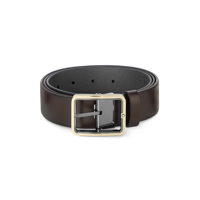 Ceinture réversible Montblanc cuir marron gris 35 mm