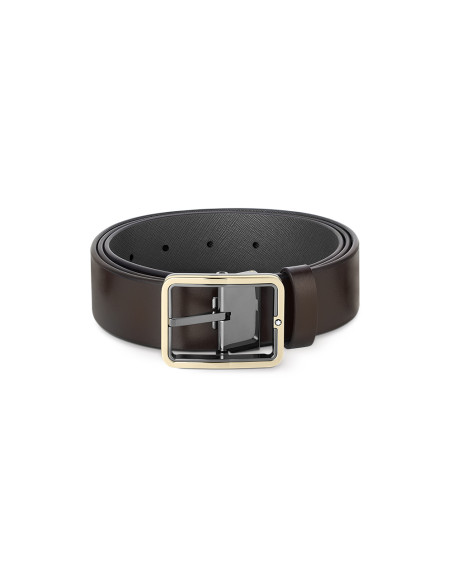 Ceinture réversible Montblanc cuir marron gris 35 mm