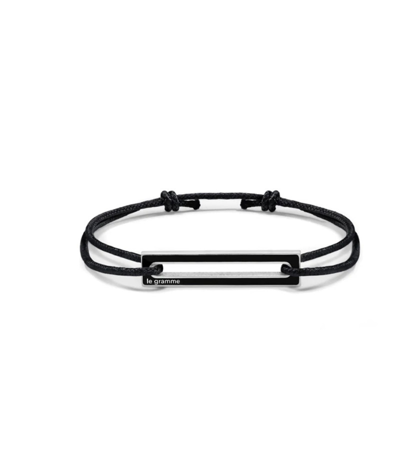 Bracelet Le Gramme Câble cordon 1,7g argent lisse poli laque noir