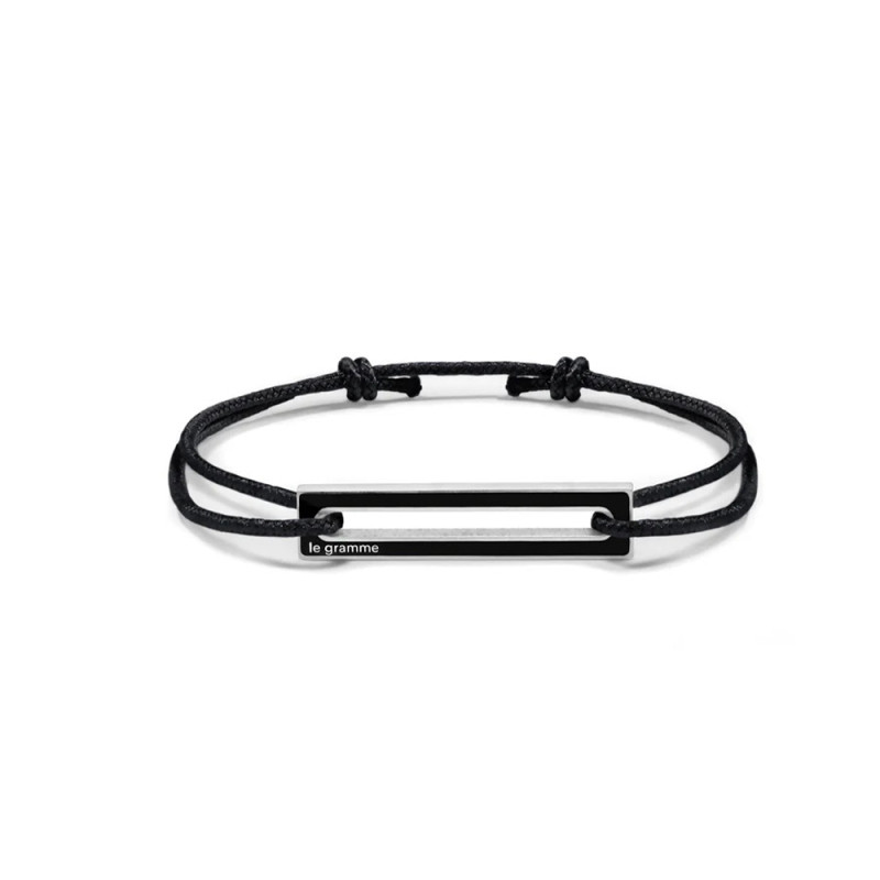 Bracelet Le Gramme Câble cordon 1,7g argent lisse poli laque noir