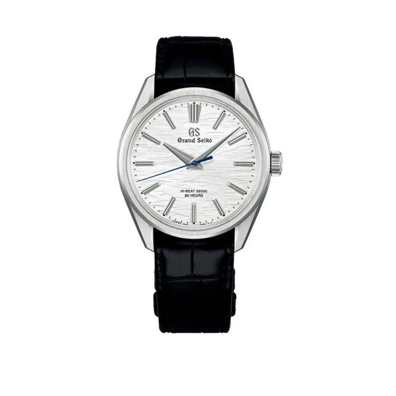 Montre Grand Seiko Evolution 9 mouvement Hi-Beat cadran argent bracelet en alligator noir 38.6mm