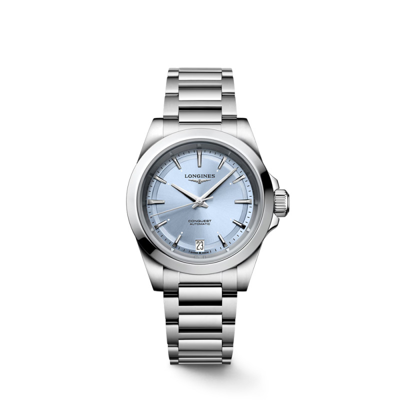 Montre Longines Conquest automatique cadran bleu bracelet acier 34 mm