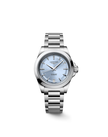 Montre Longines Conquest automatique cadran bleu bracelet acier 34 mm