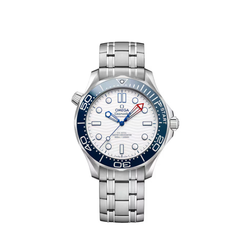 Montre Omega Seamaster Diver 300M America's Cup automatique cadran blanc bracelet acier 42 mm