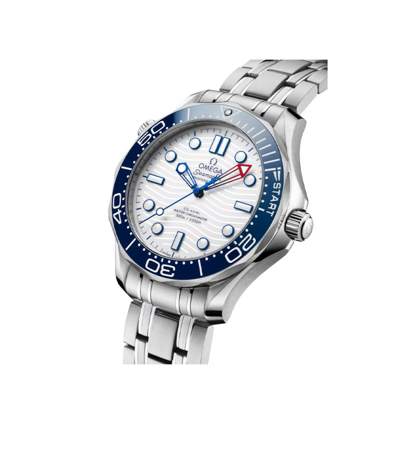 Montre Omega Seamaster Diver 300M America's Cup automatique cadran blanc bracelet acier 42 mm