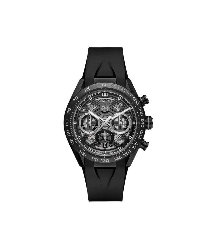 Montre TAG Heuer Carrera Chronographe Extreme Sport automatique cadran noir bracelet caoutchouc noir 44 mm