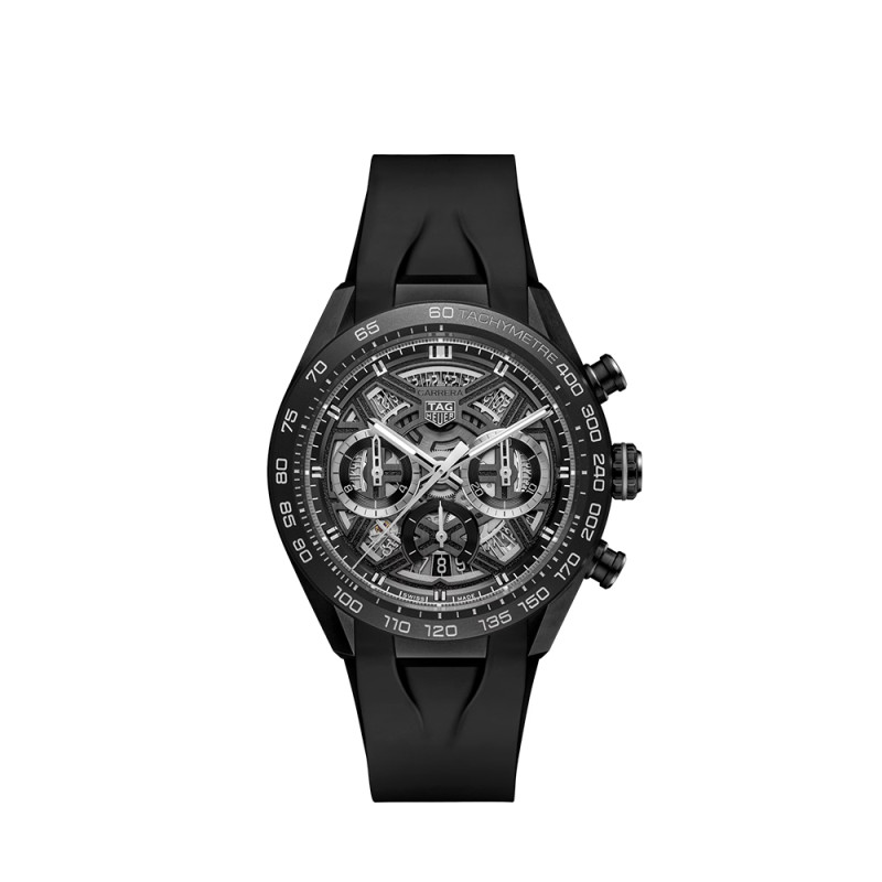 Montre TAG Heuer Carrera Chronographe Extreme Sport automatique cadran noir bracelet caoutchouc noir 44 mm