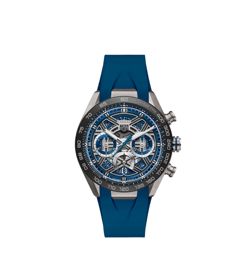 Montre TAG Heuer Carrera Chronographe Extreme Sport automatique cadran bleu bracelet caoutchouc bleu 44 mm