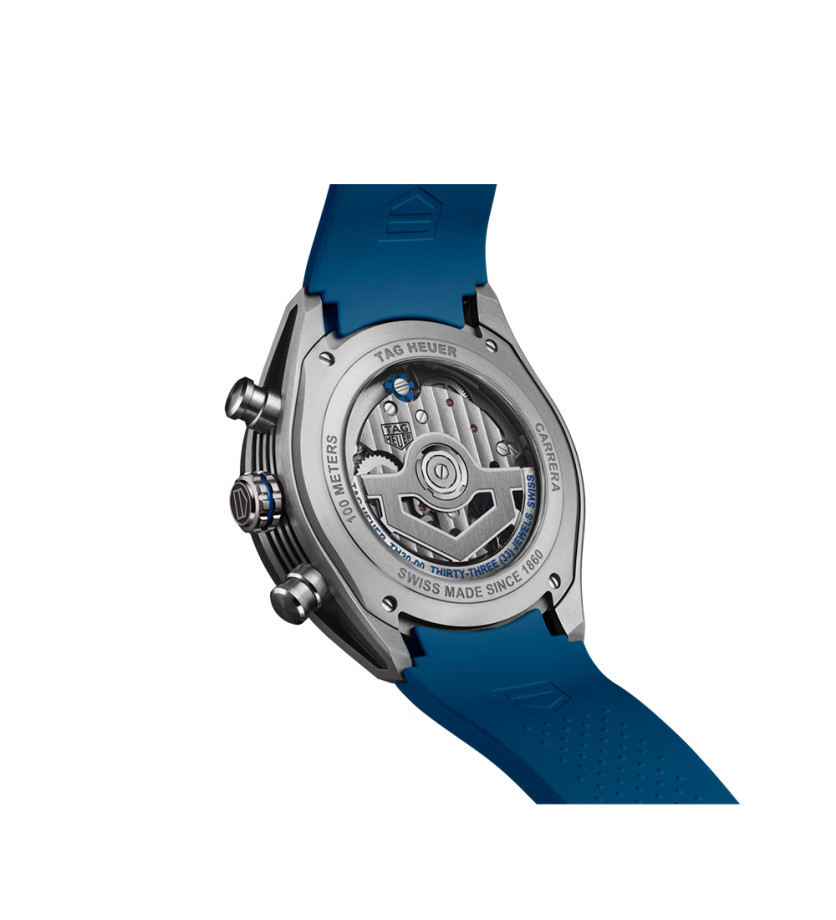 Montre TAG Heuer Carrera Chronographe Extreme Sport automatique cadran bleu bracelet caoutchouc bleu 44 mm