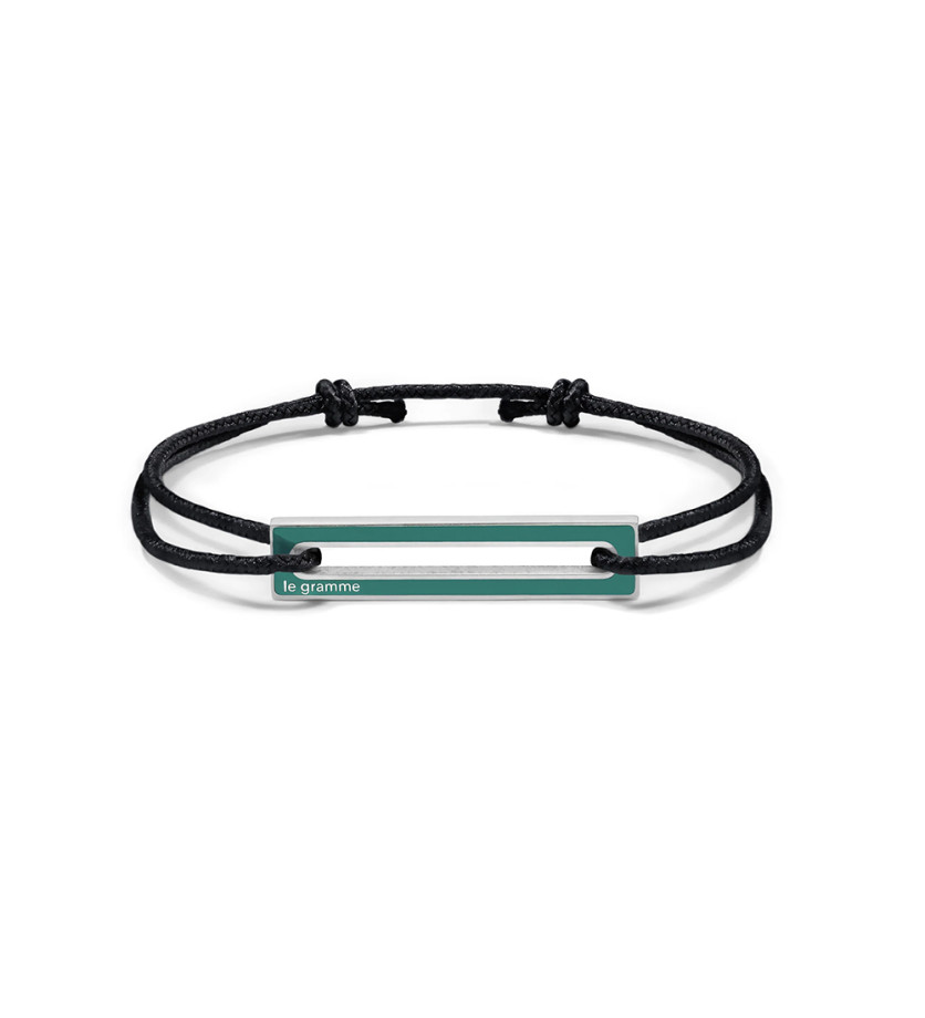 Bracelet Le Gramme Cordon 1,7g argent lisse poli laque vert