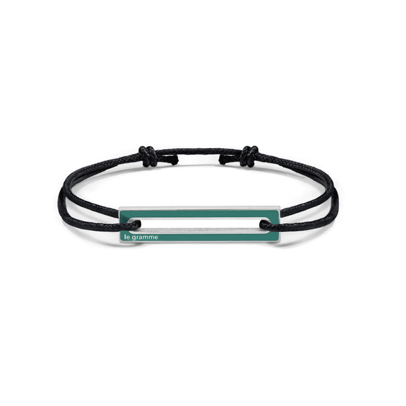 Bracelet Le Gramme Cordon 1,7g argent lisse poli laque vert