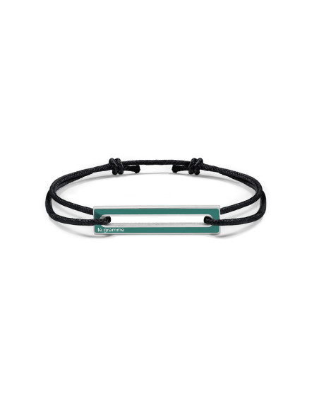 Bracelet Le Gramme Cordon 1,7g argent lisse poli laque vert