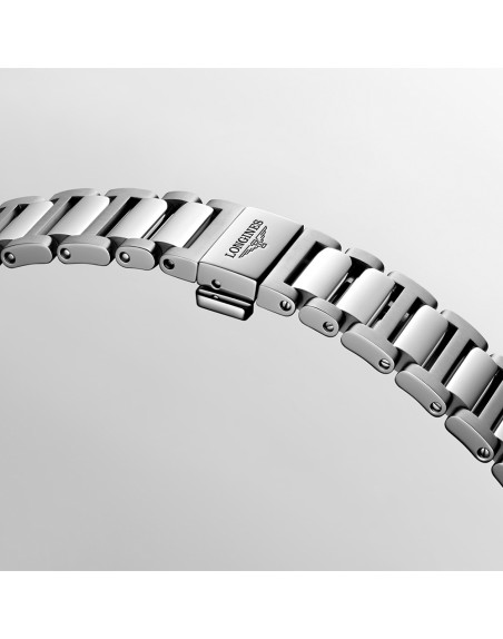 Montre Longines Conquest automatique cadran nacre blanche index diamants bracelet acier 34 mm